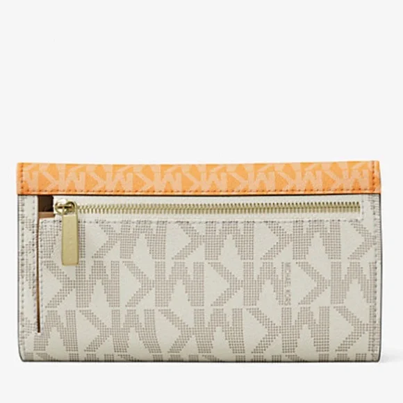 MICHAEL KORSJet Set Large Signature Logo Tri-Fold WalletPOP ORANGE MULTINWT